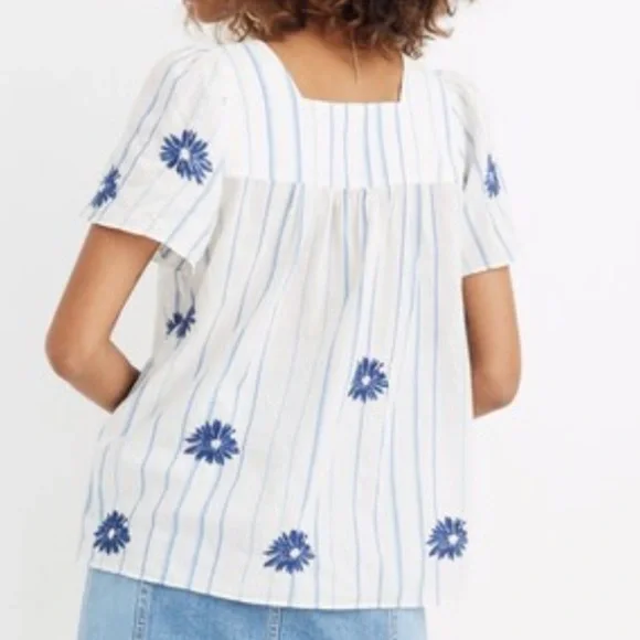 EUC Madewell Floral Embroidered Butterfly Top Size Large Retail $85.00 - Picture 3 of 12